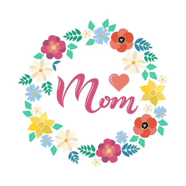 Love Mom typography lettering poster — Stock Vector