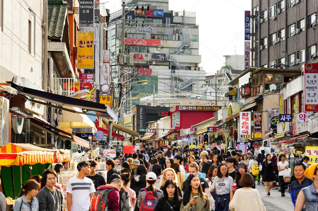 Hongdae shopping  street  SEOUL KOREA  Stock Editorial 