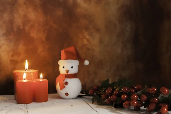 Sello de Navidad con velas encendidas y Santa — Foto de Stock