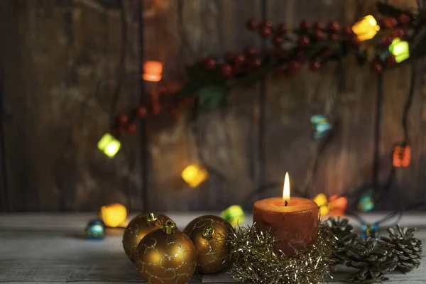 Escena de Navidad con luces de Navidad — Foto de Stock