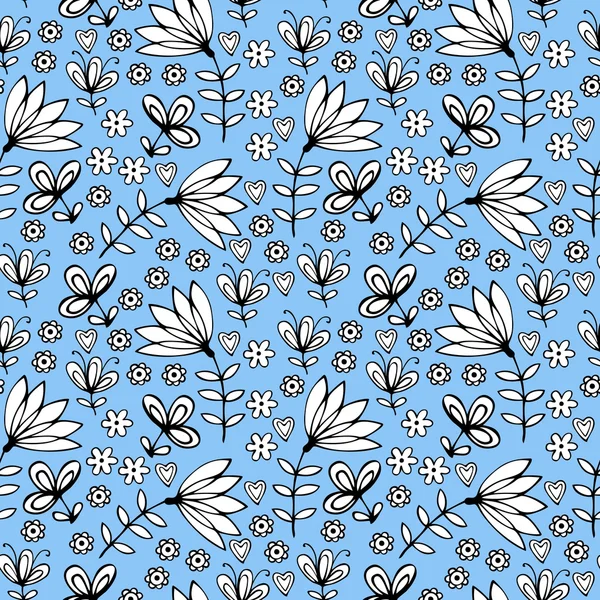 Hermoso adorno floral monocromo. Patrón sin costura vectorial . — Vector de stock