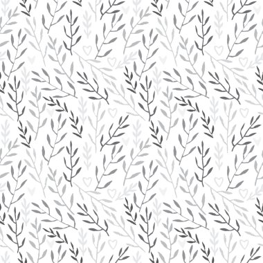 Şirin el yaprakları süsleme çekilmiş. Tek renkli vektör seamless modeli.