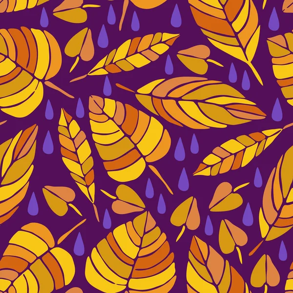 Lindo dibujado a mano otoño Hojas ornamento. Patrón sin costura Vector colorido . — Vector de stock