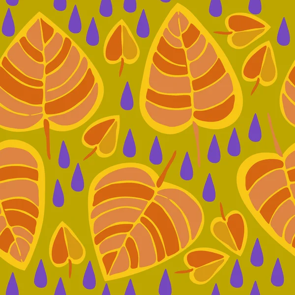 Lindo dibujado a mano otoño Hojas ornamento. Patrón sin costura Vector colorido . — Vector de stock