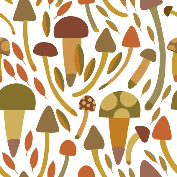 Set of different mushrooms. Colorful Vector seamless pattern. — Stock Vector