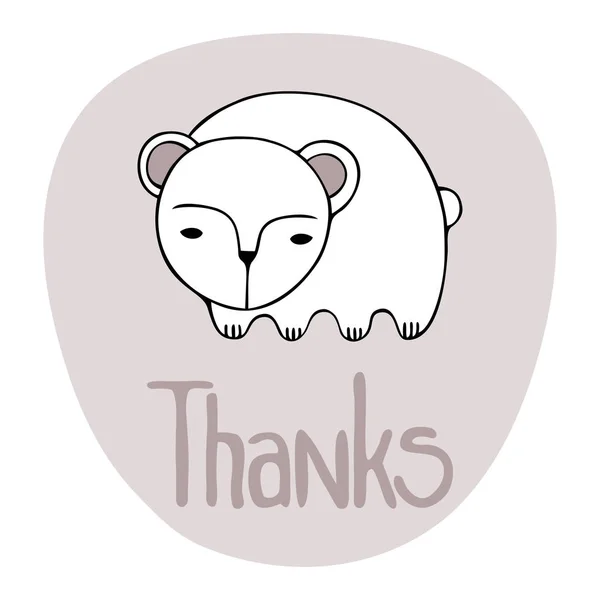 Carino grazie Card whith orso bianco. Illustrazione vettoriale colorata . — Vettoriale Stock