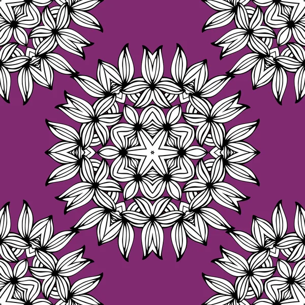 Bonito vector monocromo Mandala. Patrón sin costura . — Archivo Imágenes Vectoriales