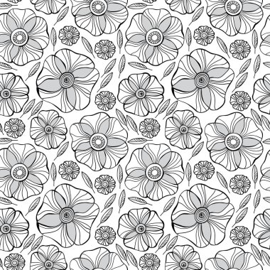 Güzel haşhaş çiçekleri hazır, renkli vektör seamless modeli.