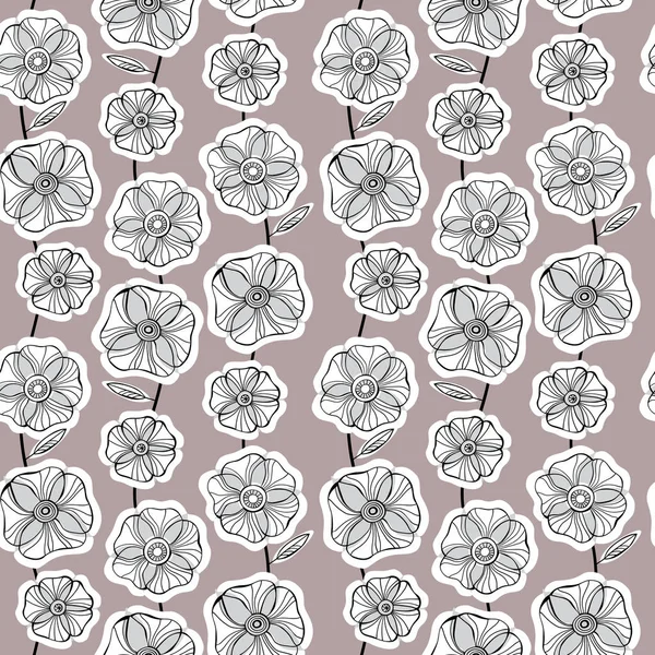 Hermoso conjunto de flores de amapola, patrón inconsútil vector colorido . — Vector de stock