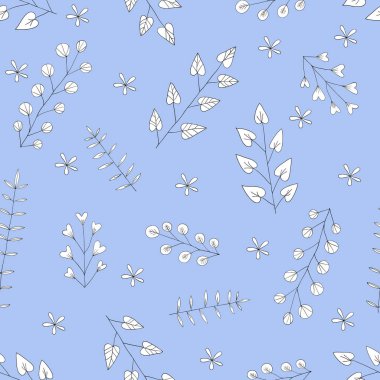 Güzel çiçek süsleme, tek renkli vektör seamless modeli.