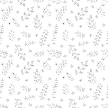 Güzel çiçek süsleme, tek renkli vektör seamless modeli.