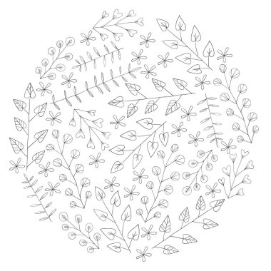 Güzel çiçek süsleme, tek renkli vektör seamless modeli.