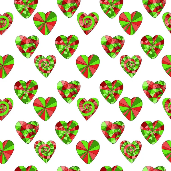 Vector colorido patrón sin costura de hermosos corazones. Lo mejor para el Día de San Valentín, la boda y el diseño de cumpleaños . — Archivo Imágenes Vectoriales