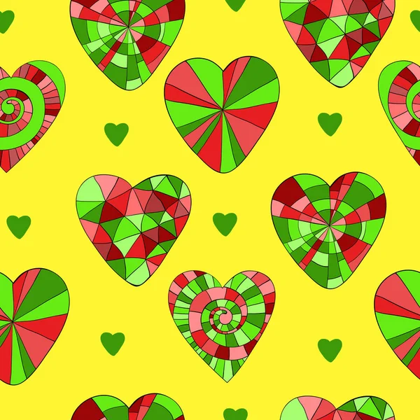 Kleurrijke Vector naadloze patroon van mooie harten. Het beste voor Valentijnsdag, bruiloft en verjaardag design. — Stockvector