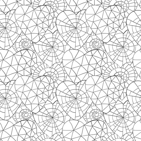 Monochrome Vector seamless pattern of beautiful hearts. The best for Valentine's Day, Wedding and Birthday design.