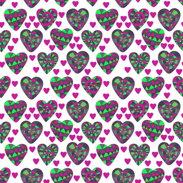 Vector colorido patrón sin costura de hermosos corazones. Lo mejor para el Día de San Valentín, la boda y el diseño de cumpleaños . — Archivo Imágenes Vectoriales