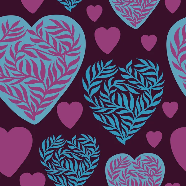 Bunte Vektor nahtlose Muster von schönen Herzen. das Beste für Valentinstag, Hochzeit und Geburtstag. — Stockvektor