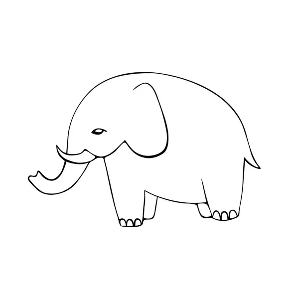 Schattig hand getekende olifant. Monochroom vectorillustratie. — Stockvector