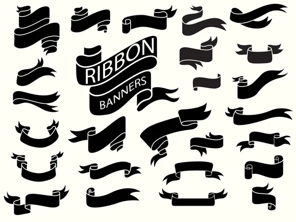Black ribbon banners design template — Stock Vector