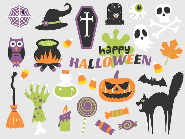 Šťastný halloween plochý design ilustrace Stock Ilustrace