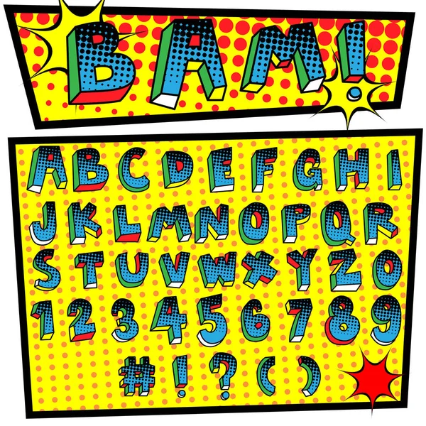 Cartoon font pop art style — Stock Vector