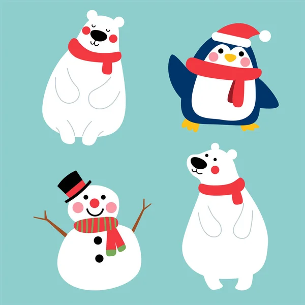Kış kostümlü mutlu kış karakteri — Stok Vektör
