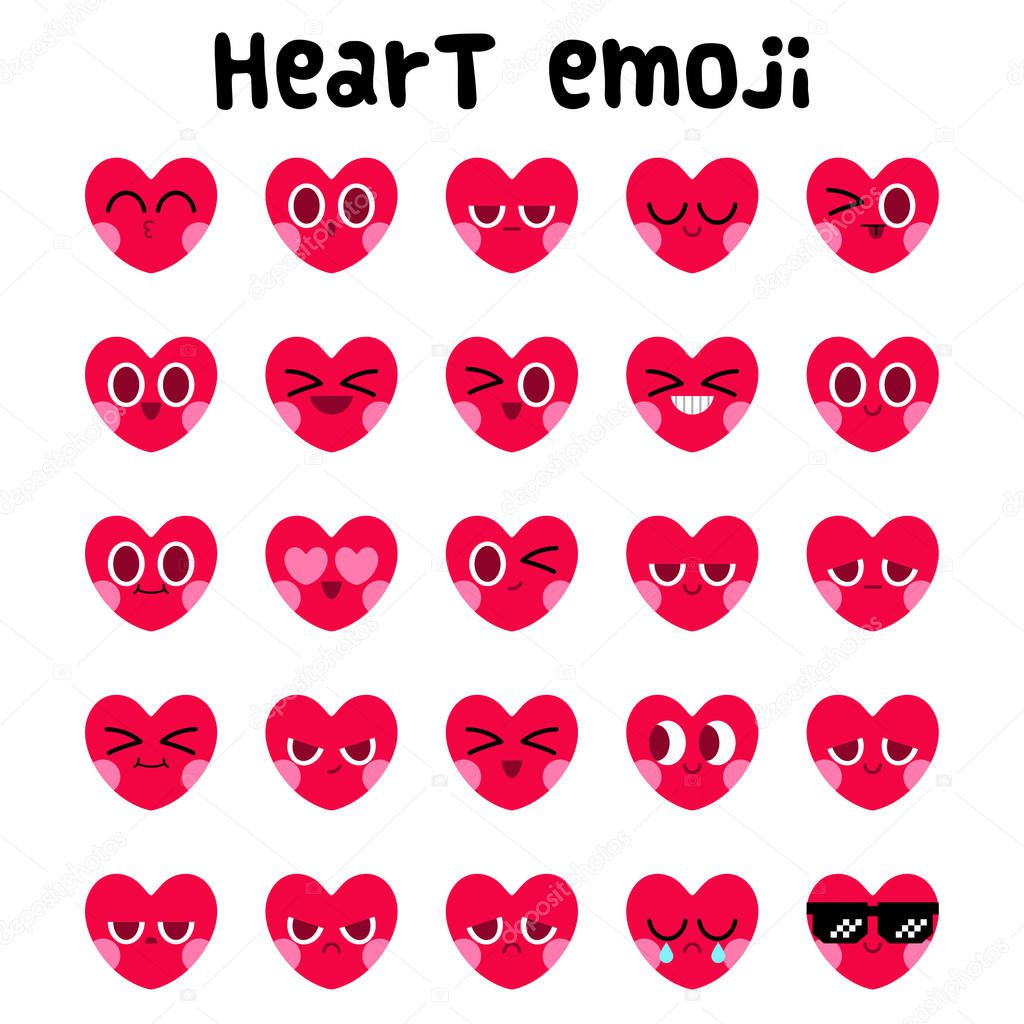 heart emoji facial expression set