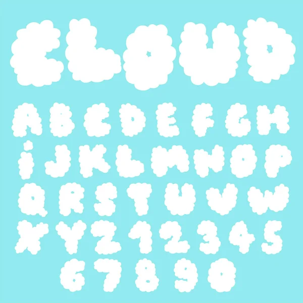 Fluffy cloud vector font collection — Stock Vector