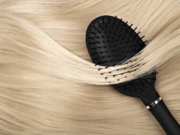 Spazzola per capelli neri e capelli biondi . — Foto Stock