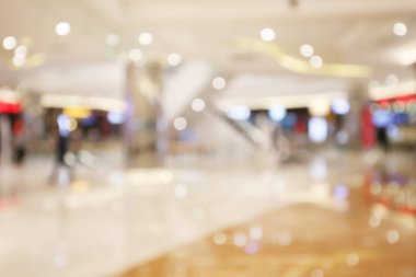 Alışveriş merkezinin odaklanmamış bulanık arka planı