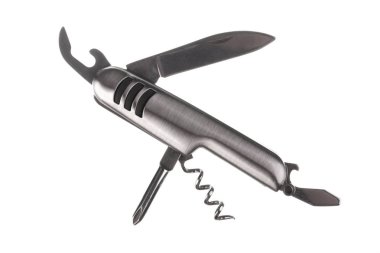 Beyaz arka plan üzerinde izole gümüş yardımcı programı çakı