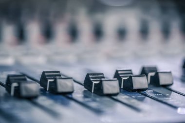 Music mixer closeup shot