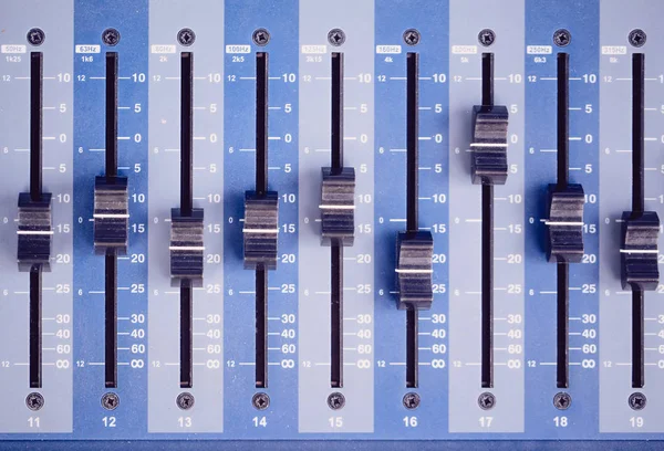 Mixer audio control closeup shot