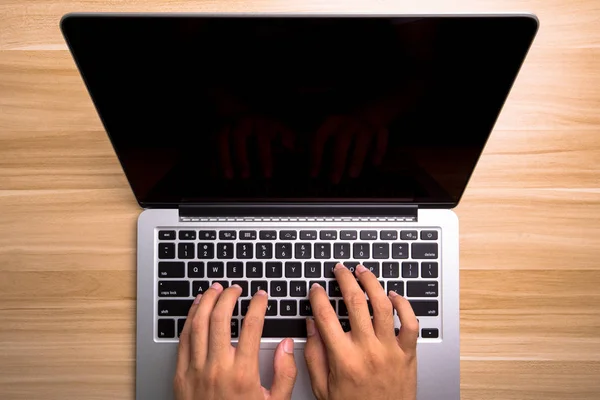 Top View Playing Laptop — Stock Photo, Image