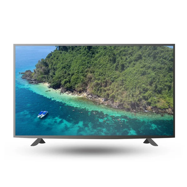 4K modern TV monitor screen isolated on white