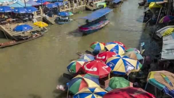 Ampawa plovoucí trh, Samutsongkhram, Thajsko. — Stock video