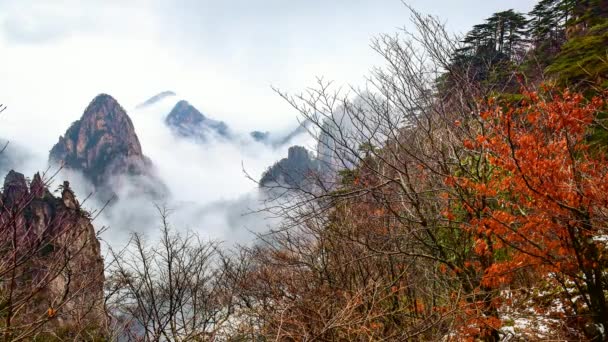 Красивые пейзажи на Хуаншань, Китай — стоковое видео