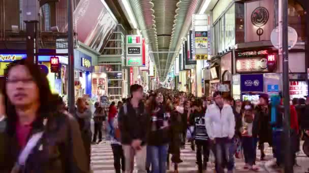 Osaka iluminación publicidad luz en Dontonbori, área de Namba, Osaka, Japón . — Vídeo de stock