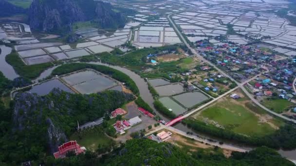 Shrimp farms from above in Sam Roi Yot, Thailand. — Stock Video