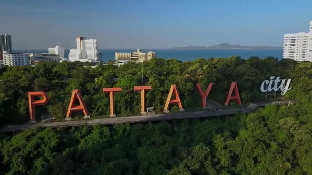 Muelle de Bali Hai y el núcleo de la ciudad de Pattaya, Chonburi, Tailandia — Vídeo de stock