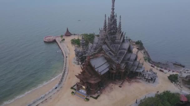Sanctuary of Truth at Pattaya Thailand — Stock Video
