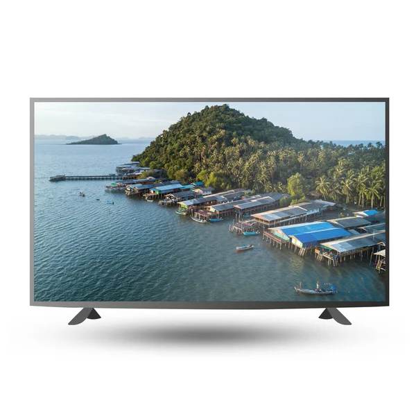 4K modern TV monitor screen isolated on white