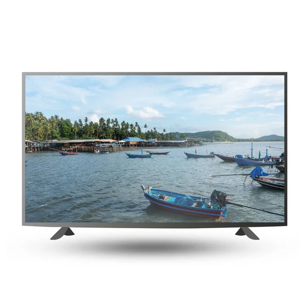 4K modern TV monitor screen isolated on white