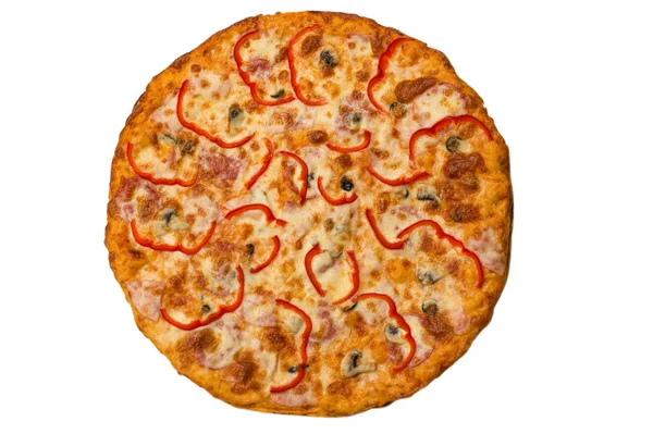 Délicieuse pizza aux champignons isolés sur blanc — Photo