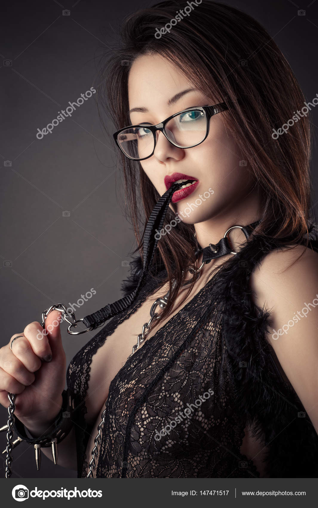 Beautiful Sexy Korean Girl With Leash In Mouth Isolated On Gray Background Photo By Dualshock Beautiful Sexy Korean Girl With Leash In Mouth Isolated On Gray Background Photo By Dualshock