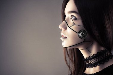 güzel cyberpunk kız arıyorum moda makyaj ile