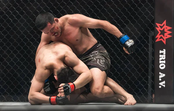 Ma Jia Wen de China y Yohan Mulia Legowo de Indonesia en One Championship "One: Warrior Kingdom " —  Fotos de Stock