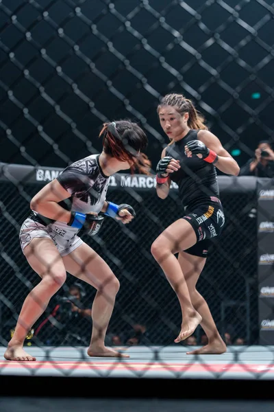 Singapur Angela Lee ve Jenny Huang bir Şampiyonası'nda Çin Taipei "bir: savaşçı İngiltere" — Stok fotoğraf
