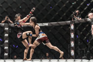 Rika 'Tiny Doll' Ishige of Thailand and Rome 'The Rebel' Trinidad of Filipinler Bir Şampiyonada 'Dünyanın Savaşçısı'