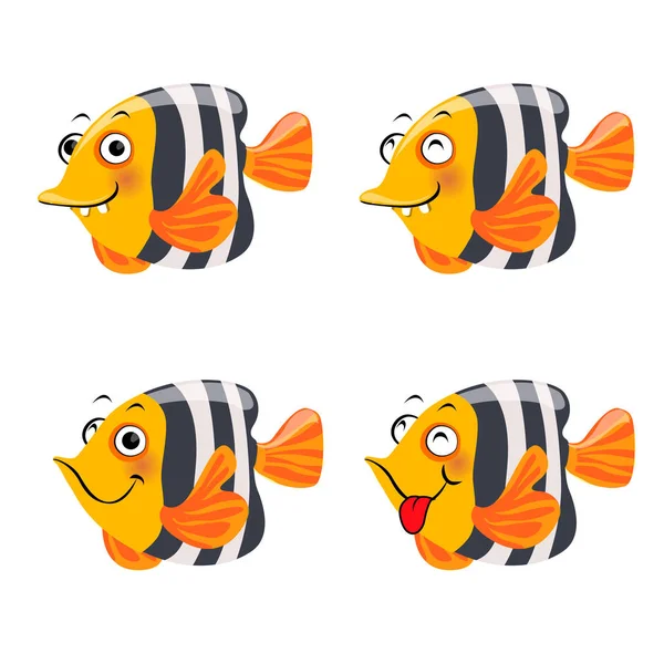 Funny fish character, isolated on white background — Stock Vector